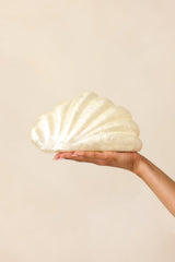 Pearl Tide Ivory Pearlescent Seashell Clutch