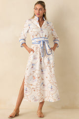 Prosperina Matilda Ivory Multi Cotton Nautical Maxi Dress