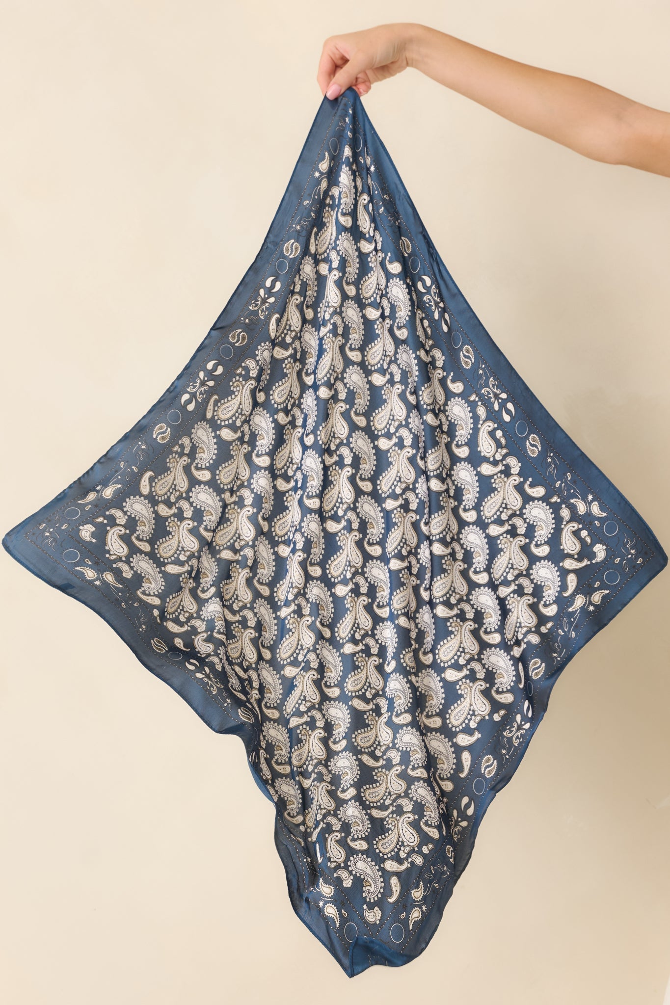 Stars & Satin Navy Paisley Satin Scarf