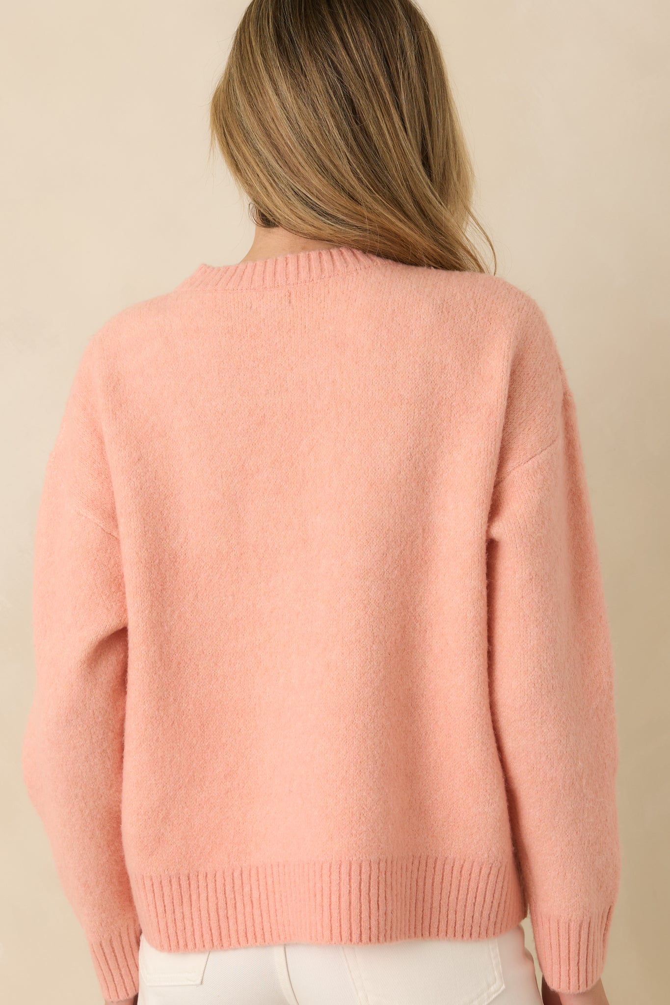 Love Birds Coral Orange Knit Swan Sweater