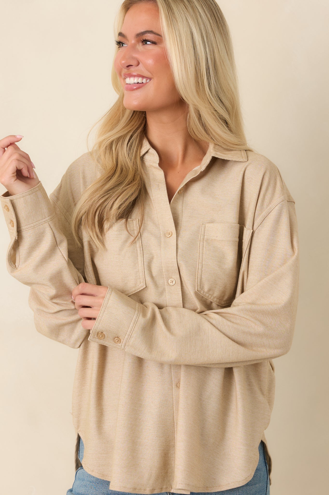 Z Supply Reese Light Toffee Button Up