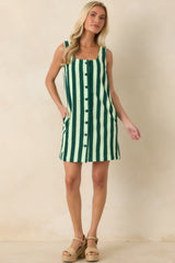 FRNCH Peppe Green Stripe Cotton Terry Mini Dress
