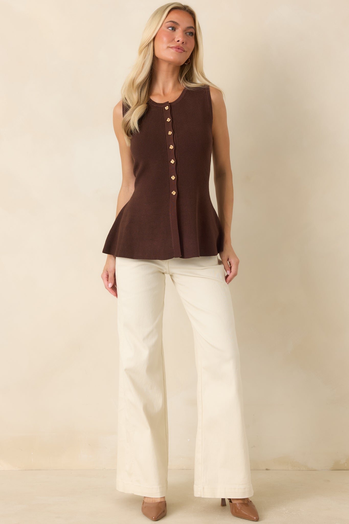 One More Reason Ivory Stretch Wide Leg Jeans