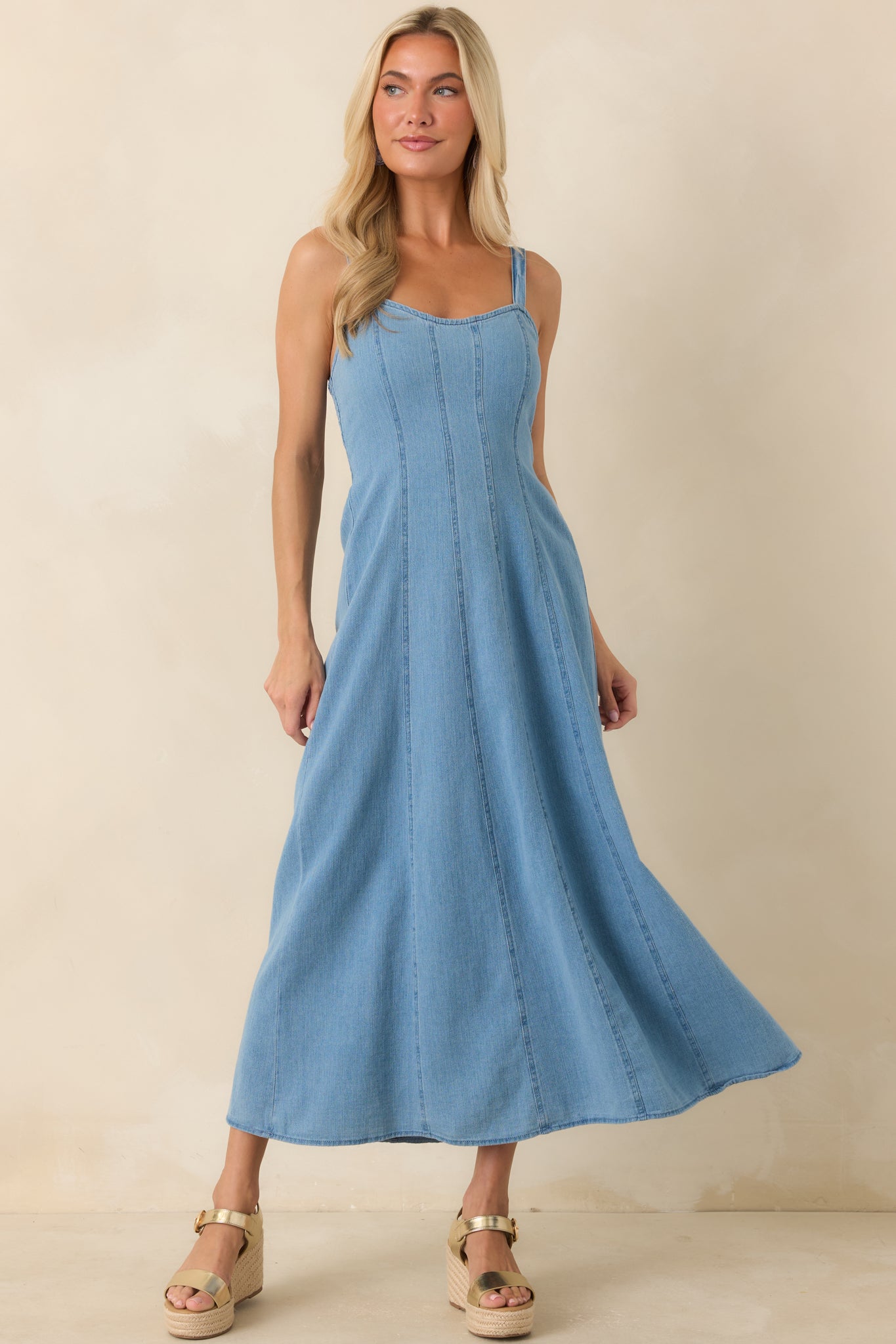 Z Supply Leonora Classic Indigo Denim Midi Dress