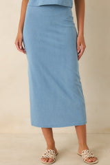 Z Supply Gail Washed Indigo Cotton Jersey Denim Midi Skirt