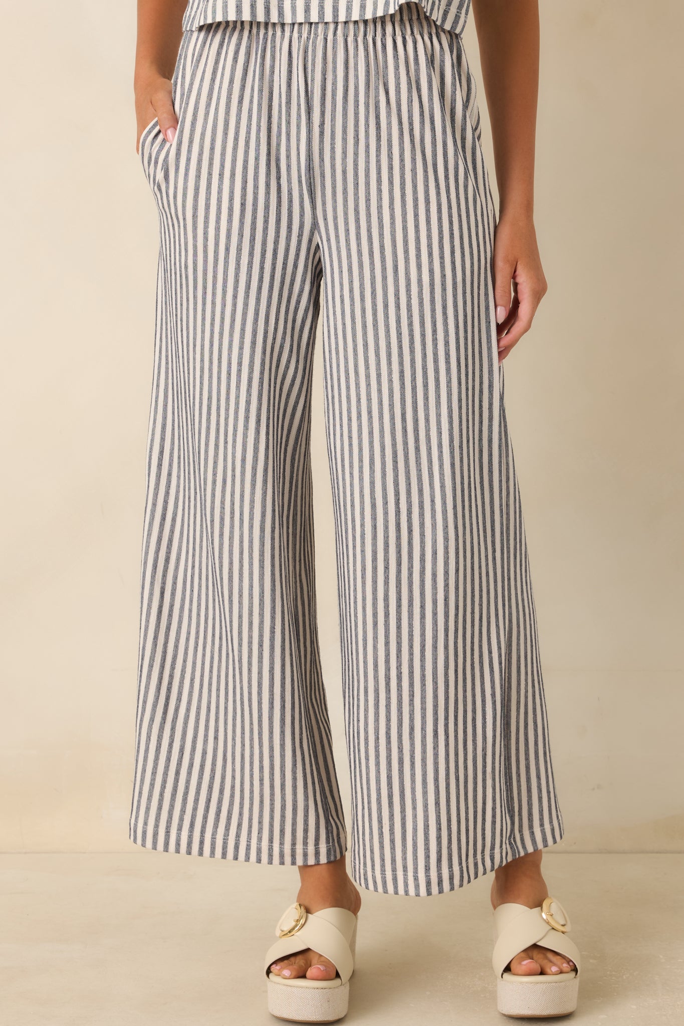 Z Supply Scout Navy & Ivory Cotton Knit Stripe Pants