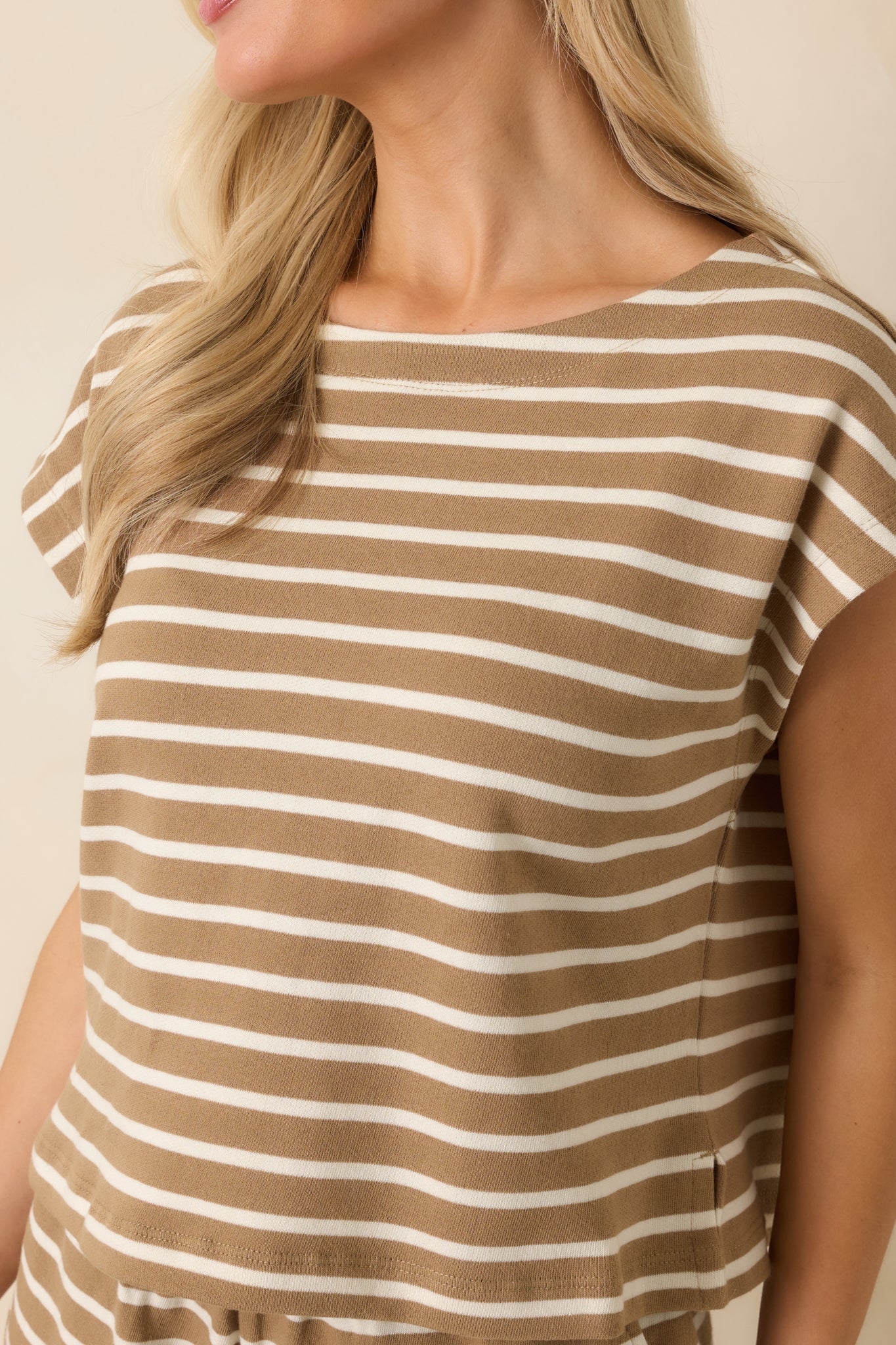 Z Supply Tilly Taro Brown Cotton Stripe Top