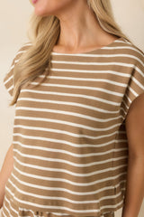 Z Supply Tilly Taro Brown Cotton Stripe Top