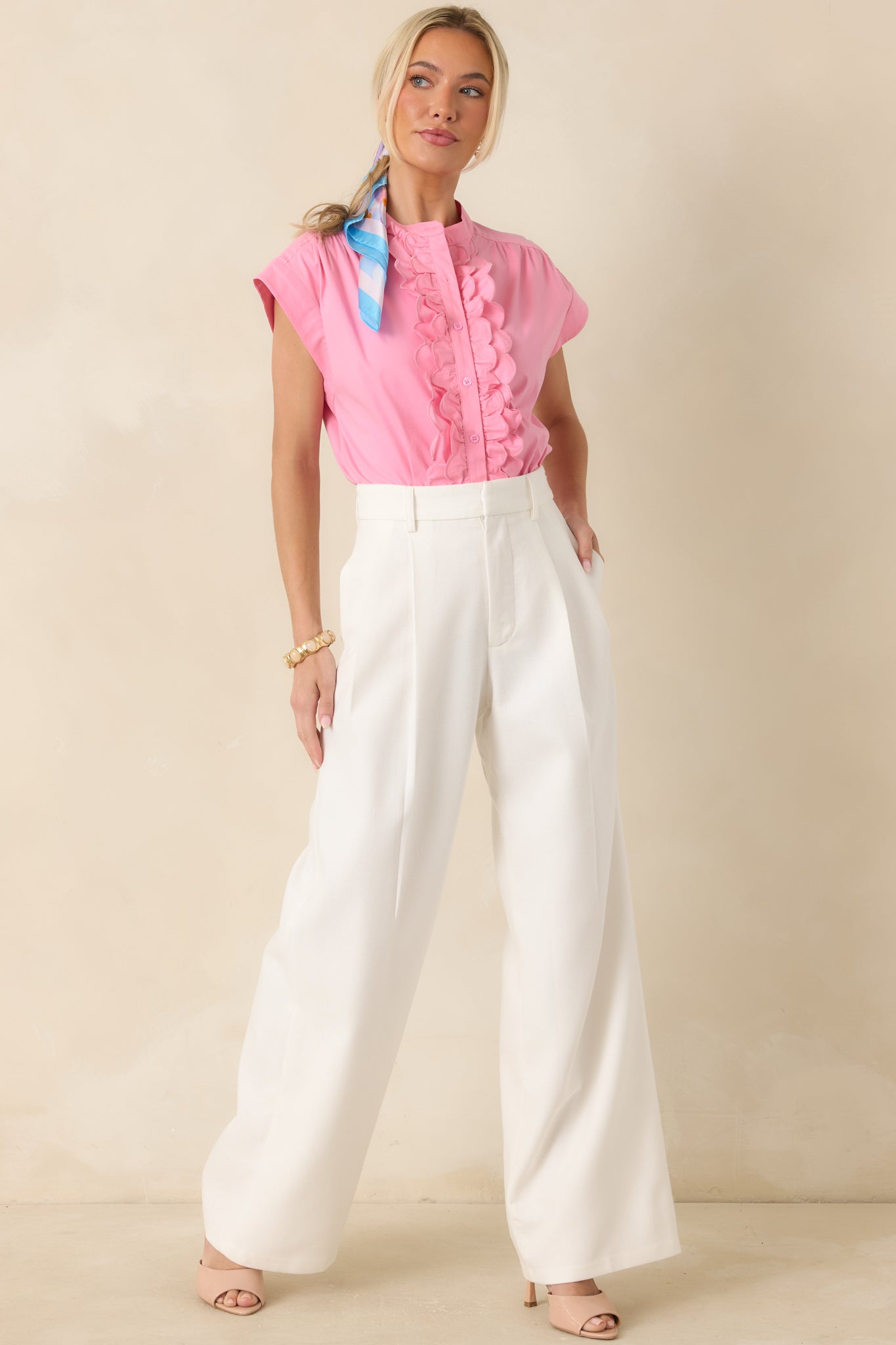 ASTR The Label Talulla Ivory Cotton Linen Wide Leg Pants