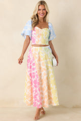 She's a Rainbow Multi Floral Cotton Linen Cropped Top