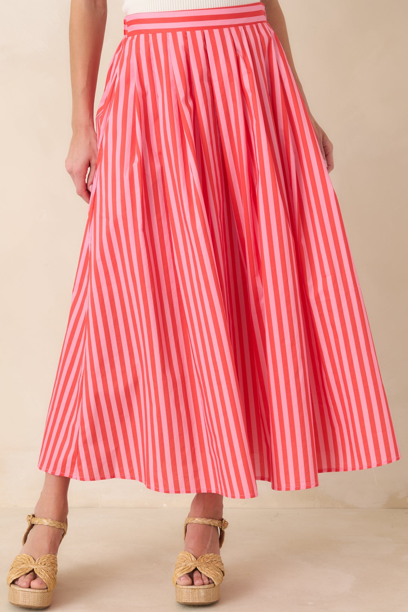 Making Moves Orange & Pink Stripe Cotton Maxi Skirt