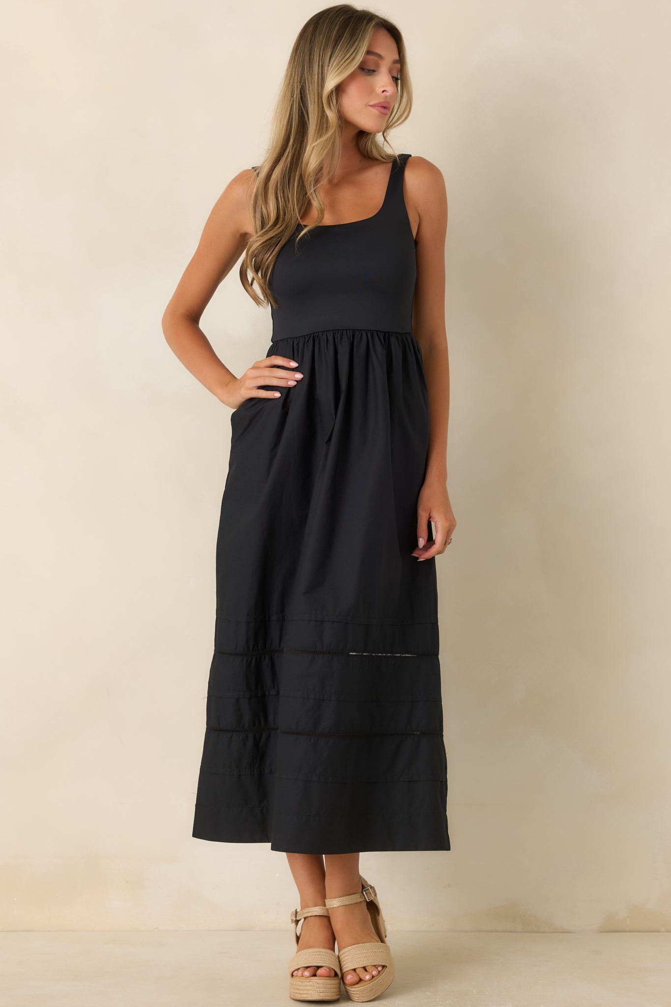Z Supply Johanna Black Sleeveless Midi Dress