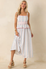 Homegrown Happiness Ivory Floral Stripe Cotton Maxi Dress