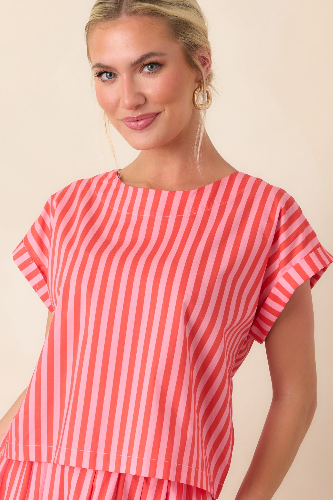 Making Moves Orange & Pink Stripe Boxy Cotton Top