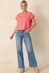 Making Moves Orange & Pink Stripe Boxy Cotton Top