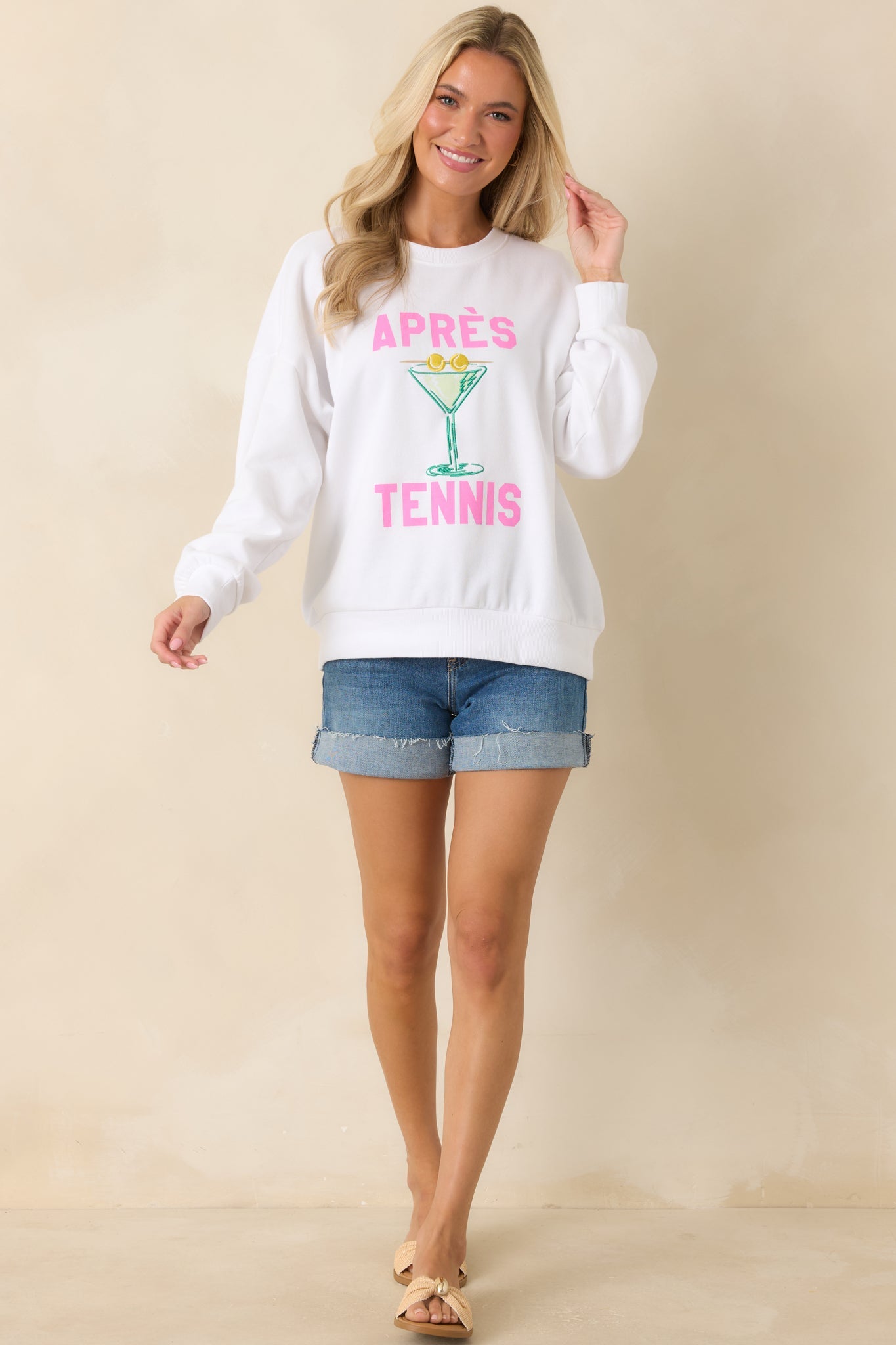 Z Supply Apres Tennis White Oversized Sweatshirt