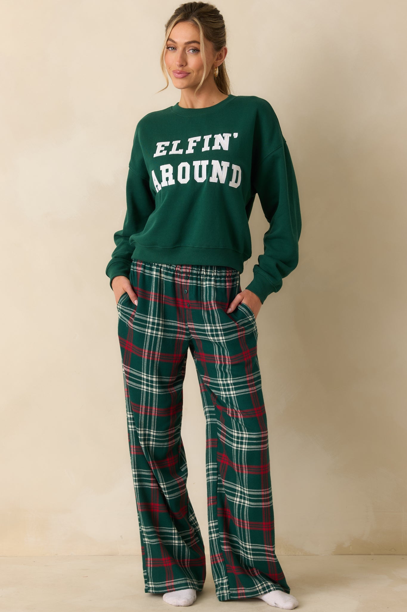 Z Supply Mistletoe Green Festive Holiday Sweatshirt