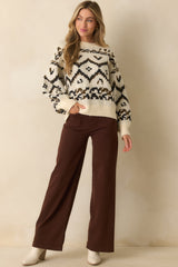 Start Of Something New Ivory Multi Fair Isle Knit Crewneck Sweater