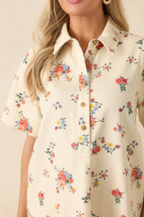 Just Around the Corner Ivory Multi Floral Cotton Mini Dress