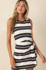 Z Supply Mattie Ash Black Stripe Cotton Mini Dress