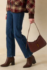 Worth The Risk Chocolate Brown Croc Embossed Faux Leather Handbag