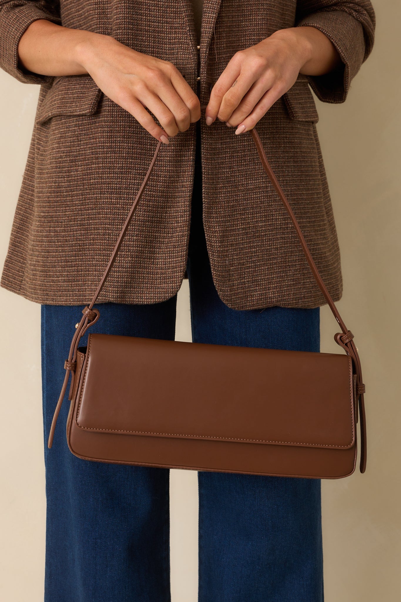Don't Doubt Me Chocolate Brown Faux Leather Baguette Handbag