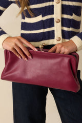 In Case You Missed It Burgundy Faux Leather Clutch Handbag