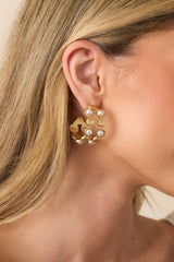 Stay Polished Gold Textured Pearl Hoop Earrings