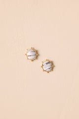 Forever Unbothered White Marbled Stone Earrings