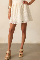 Meant To Be Yours Ivory Eyelet Embroidered Cotton Mini Skirt