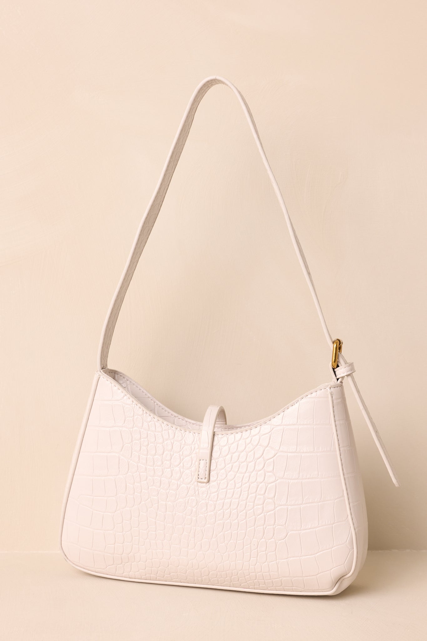 Worth The Risk Ivory Croc Embossed Faux Leather Handbag