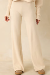 Polished Path Beige Knit Wide Leg Pants