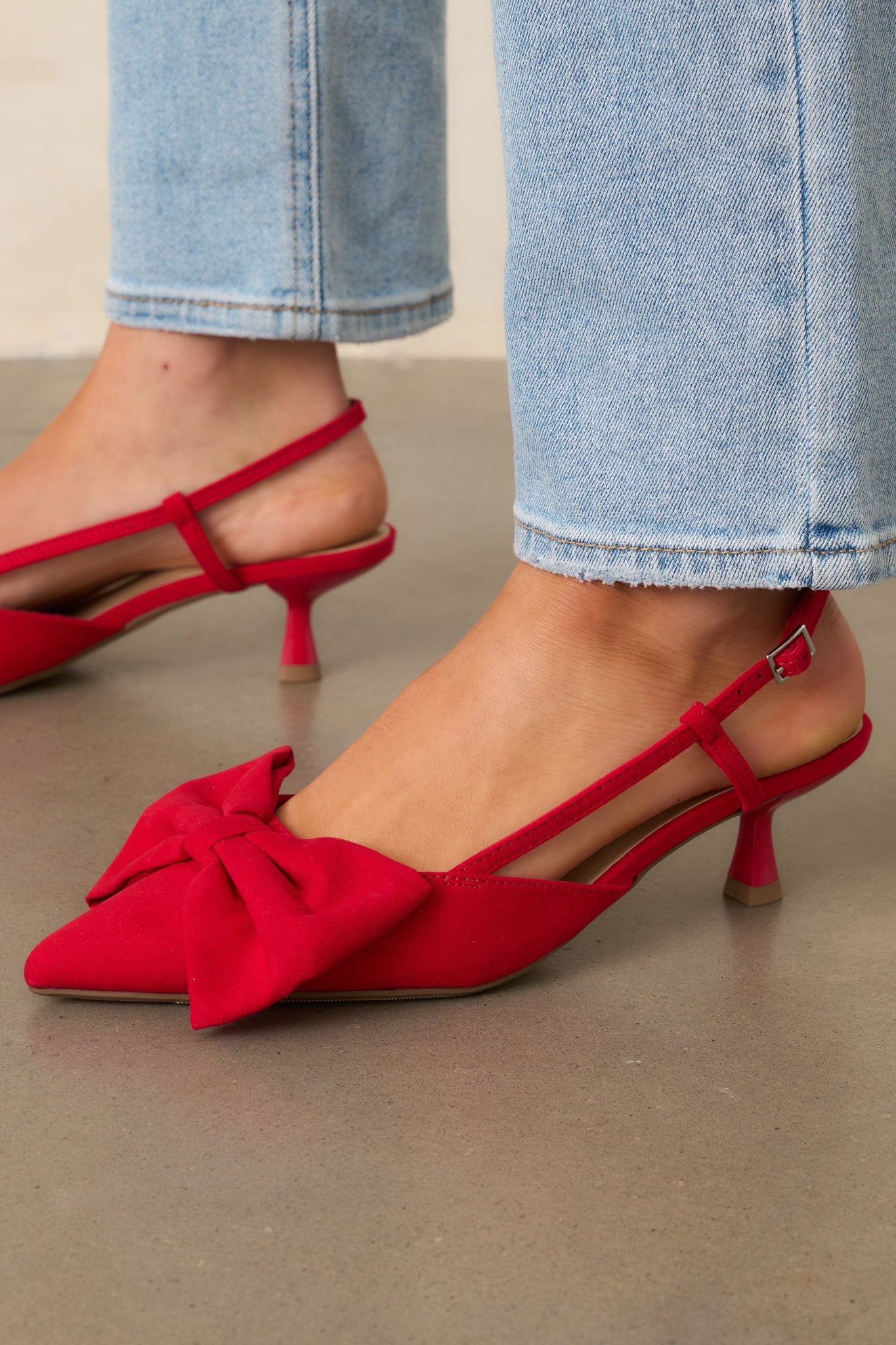 Wildest Dreams Red Pointed Toe Kitten Heels