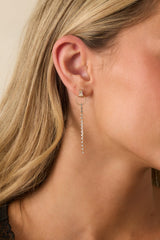 The Choice Is Clear Gold Rhinestone Chain Drop Earrings