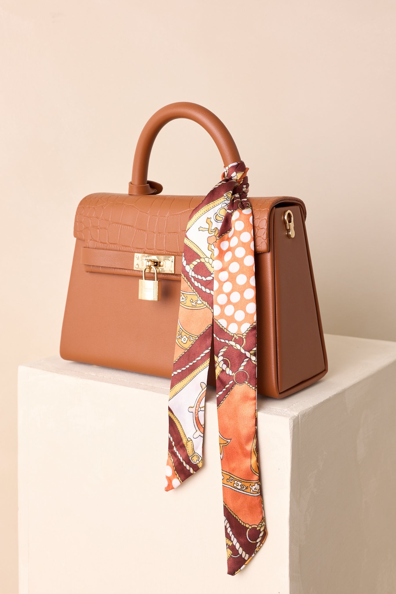 Same Time Tomorrow Brown Faux Leather Structured Handbag