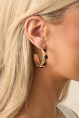 Keep It Unexpected Black & Gold Textured Hoop Earrings