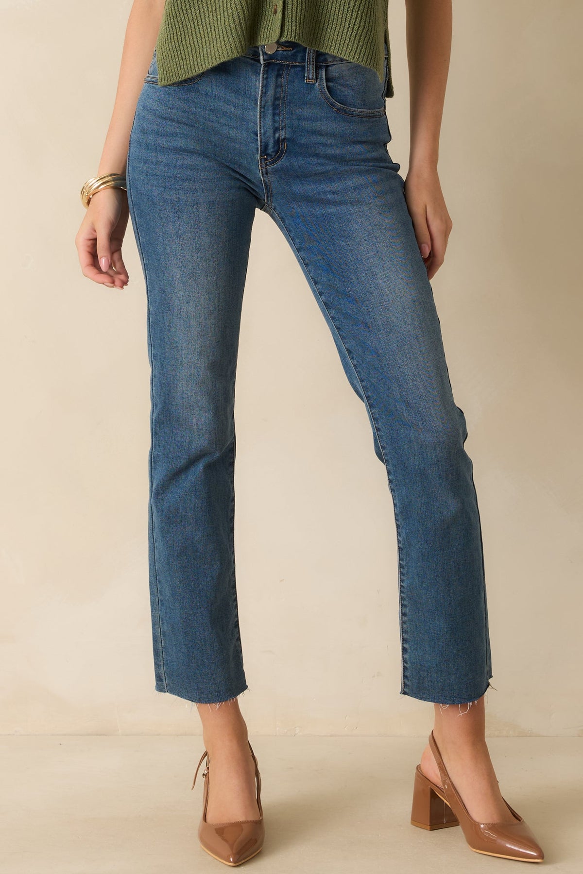 My Signature Look Dark Wash Straight Leg High Waisted Jeans