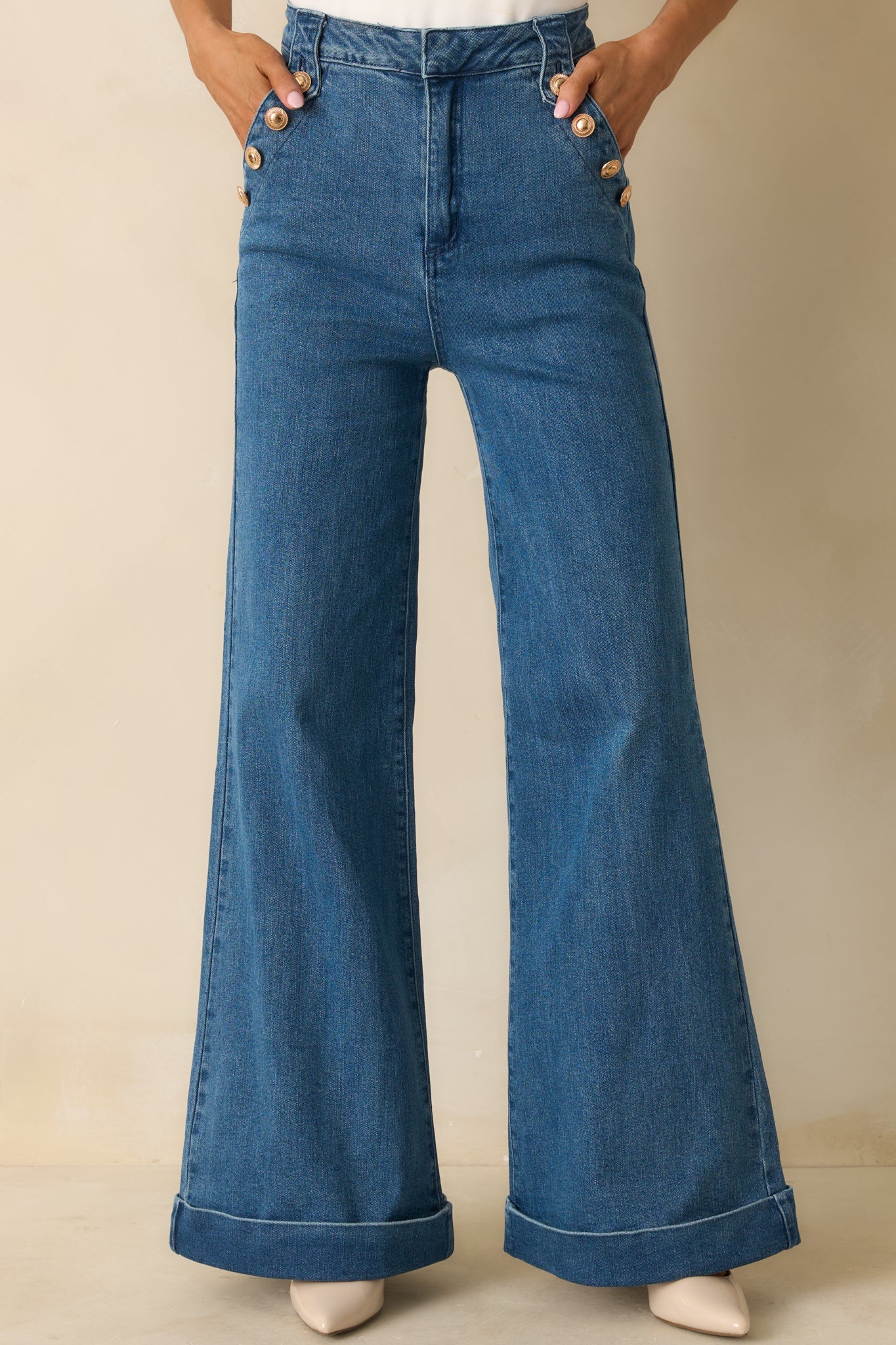 Nautical By Nature Indigo Stretch High Waisted Wide Leg Jeans