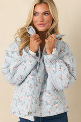 Simply Yours Blue Multi Floral Pattern Quilted Jacket