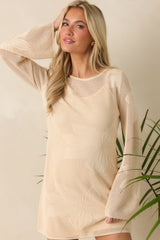 Sheer Bliss Floral Ivory Open Knit Mini Dress