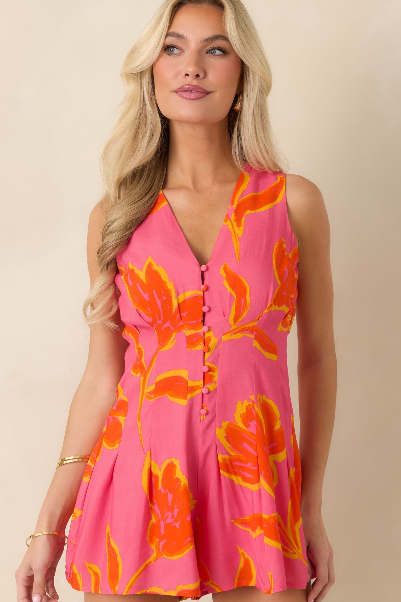 MINKPINK Elodie Pink Multi Floral Sleeveless Playsuit