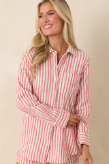 Z Supply Saturdays Red Stripe Cotton Gauze Shirt