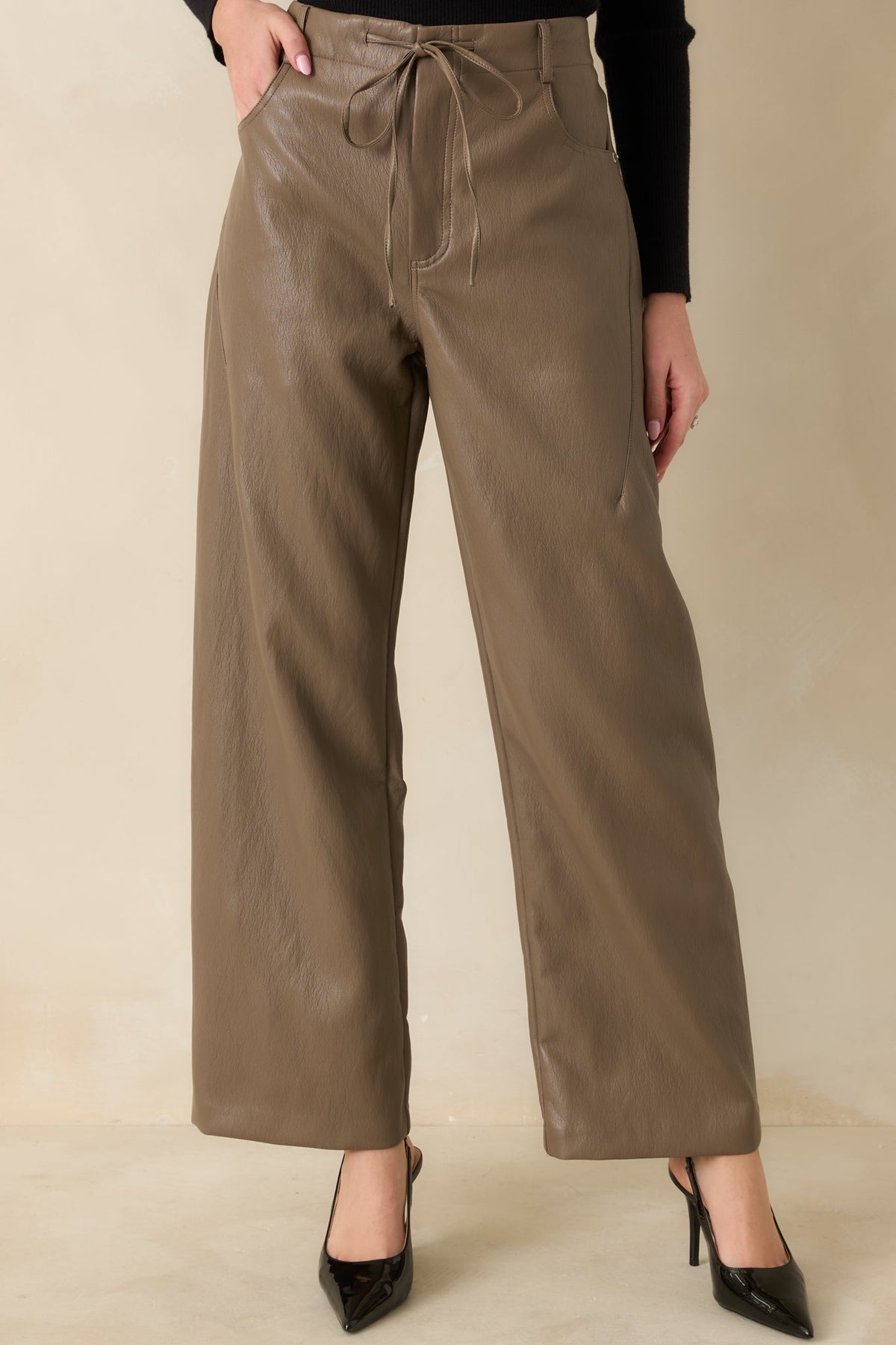In The Mix Light Brown Faux Leather Wide Leg Pants