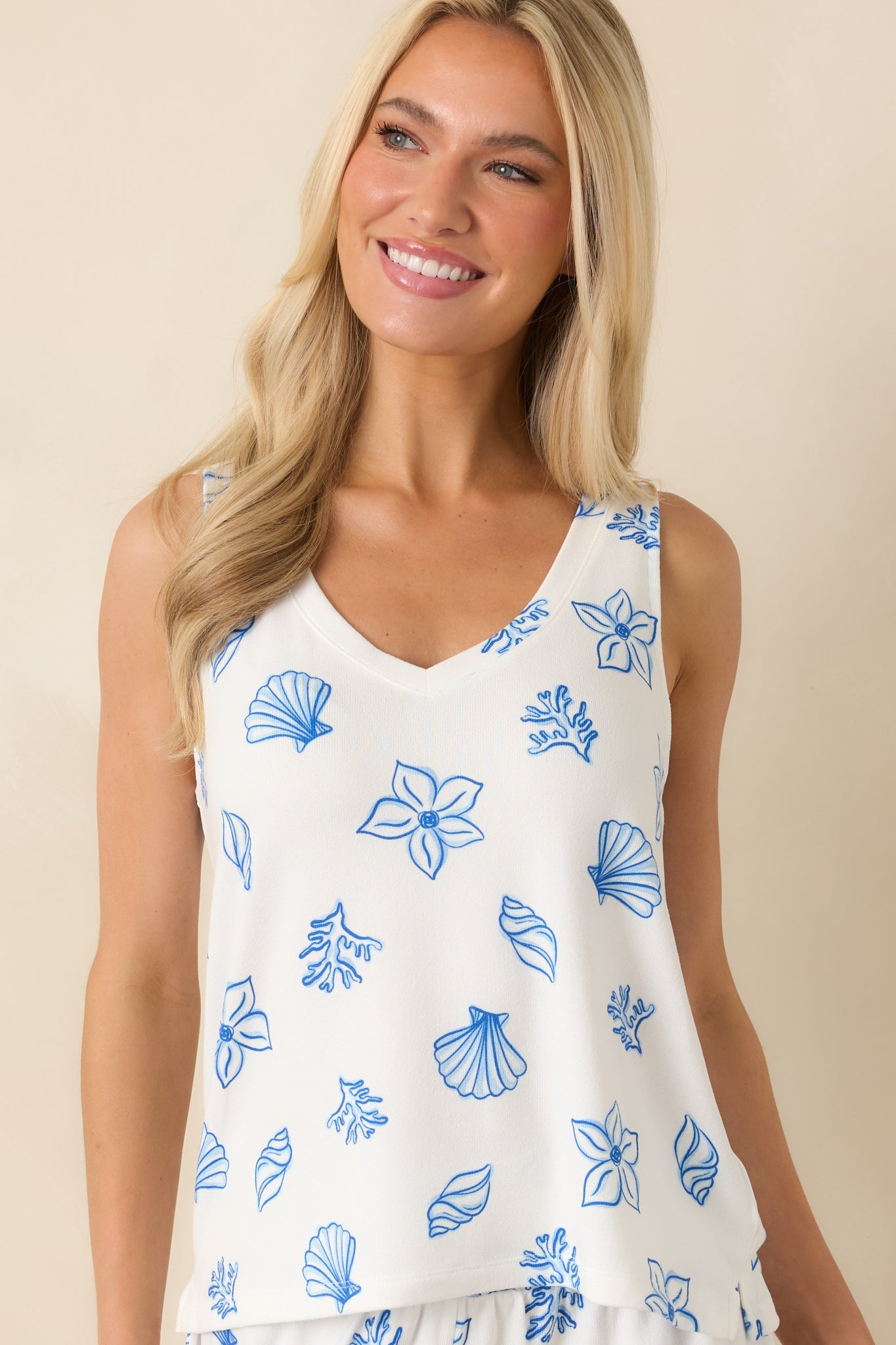 Z Supply Seahorse Set White & Blue Coastal Print Pajama Top
