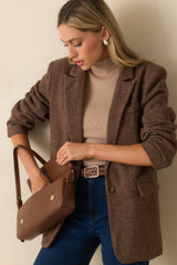 Don't Doubt Me Chocolate Brown Faux Leather Baguette Handbag