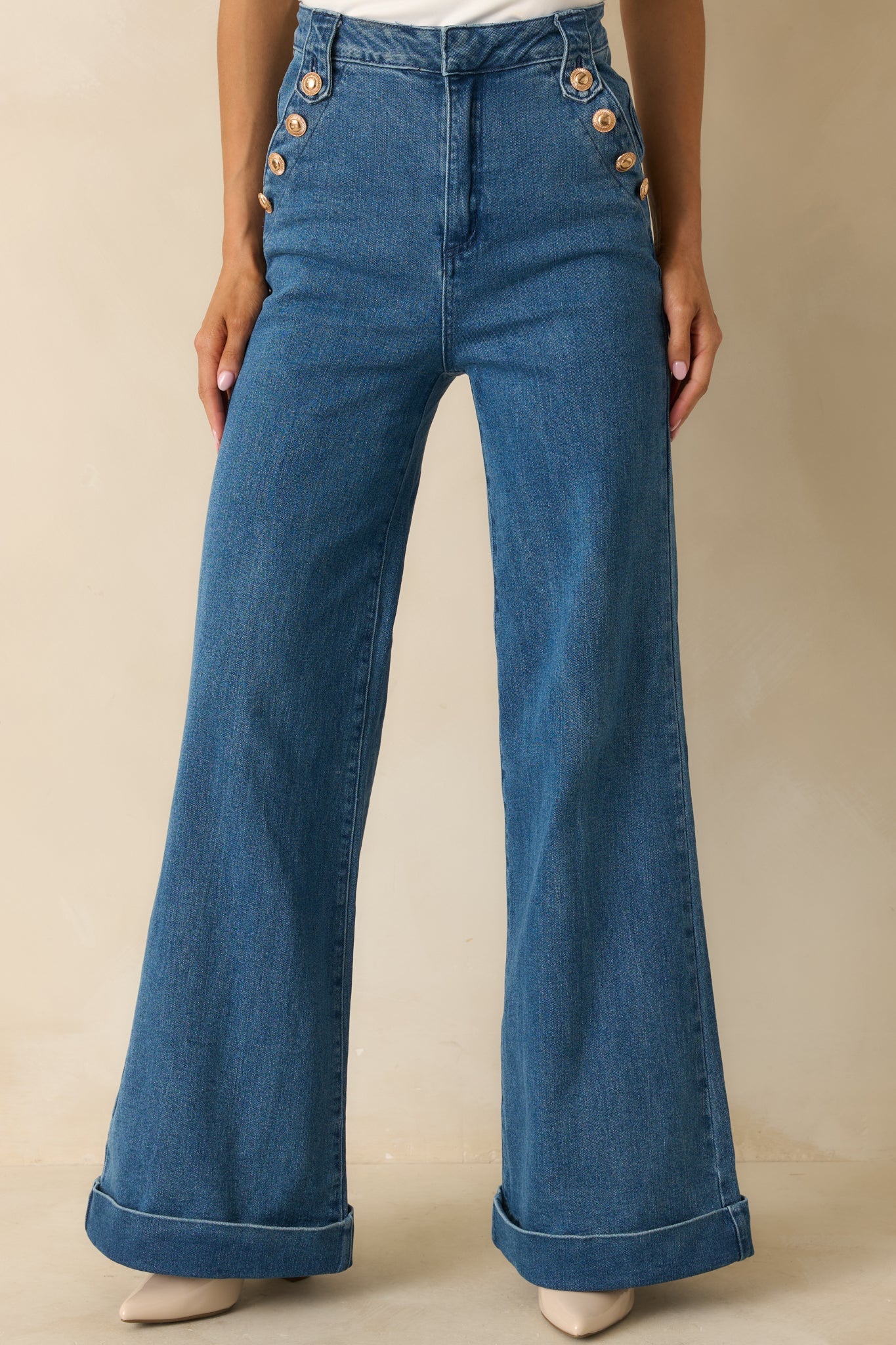 Nautical By Nature Indigo Stretch High Waisted Wide Leg Jeans