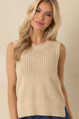 Better Than Ever Beige Knit Sleeveless Top