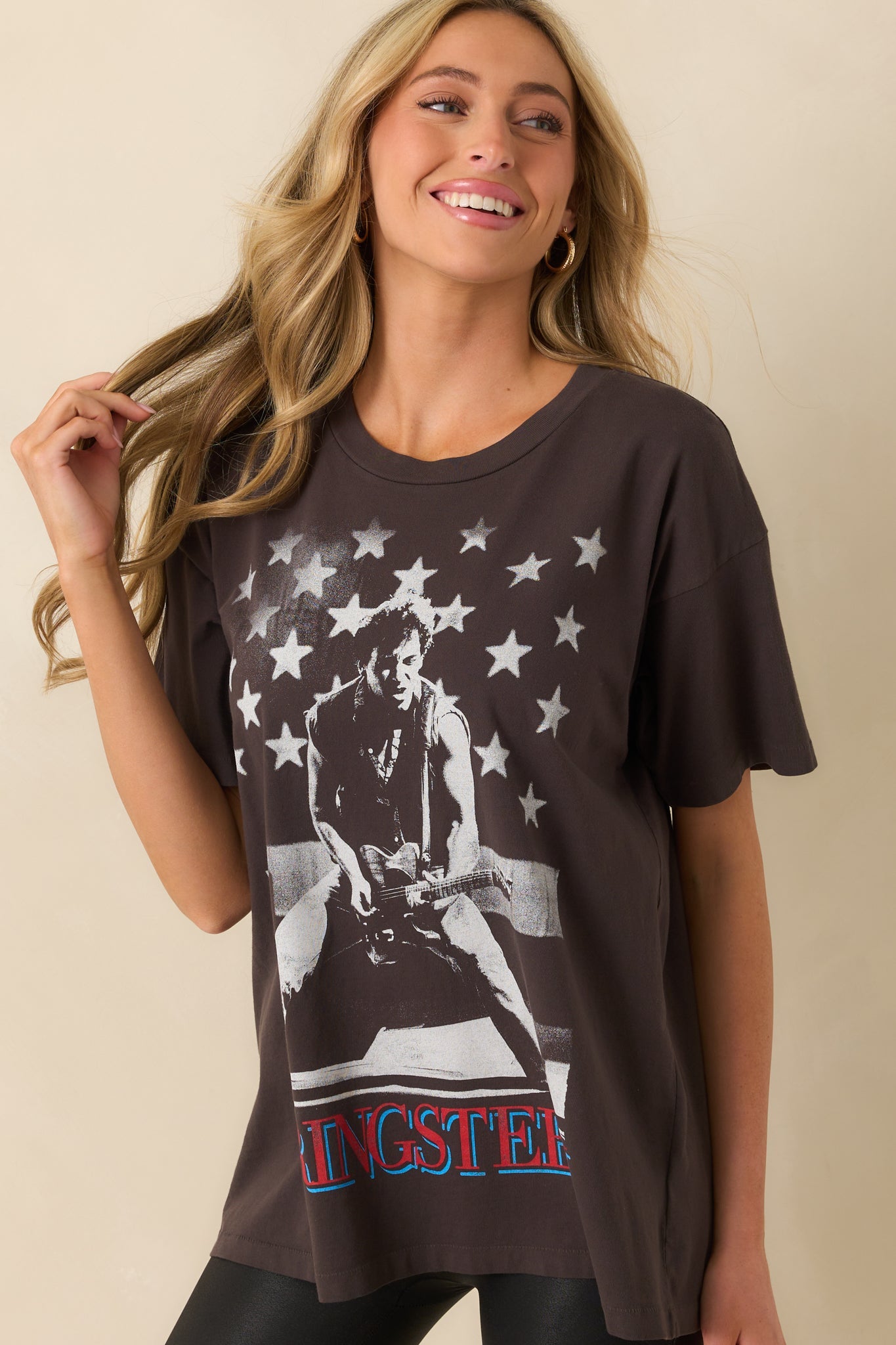 Bruce Springsteen Photo Black Cotton One Size Tee