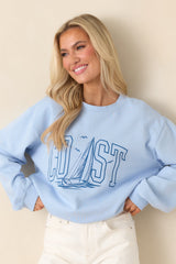 Z Supply Light Blue Coast Cotton Boyfriend Sweatshirt