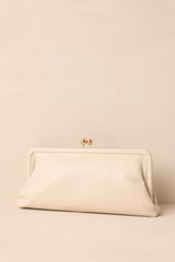 In Case You Missed It Ivory Faux Leather Clutch Handbag